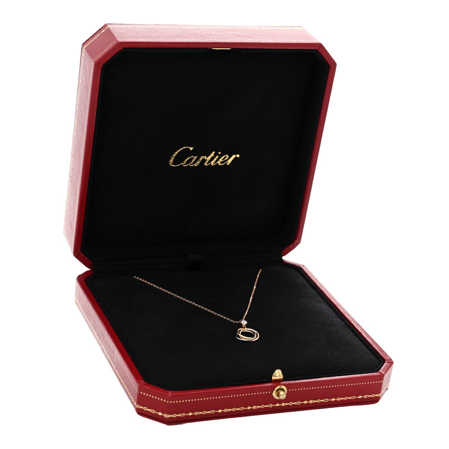Cartier 18K Pink Yellow White Gold Diamond Trinity Pendant Necklace 5 of 5