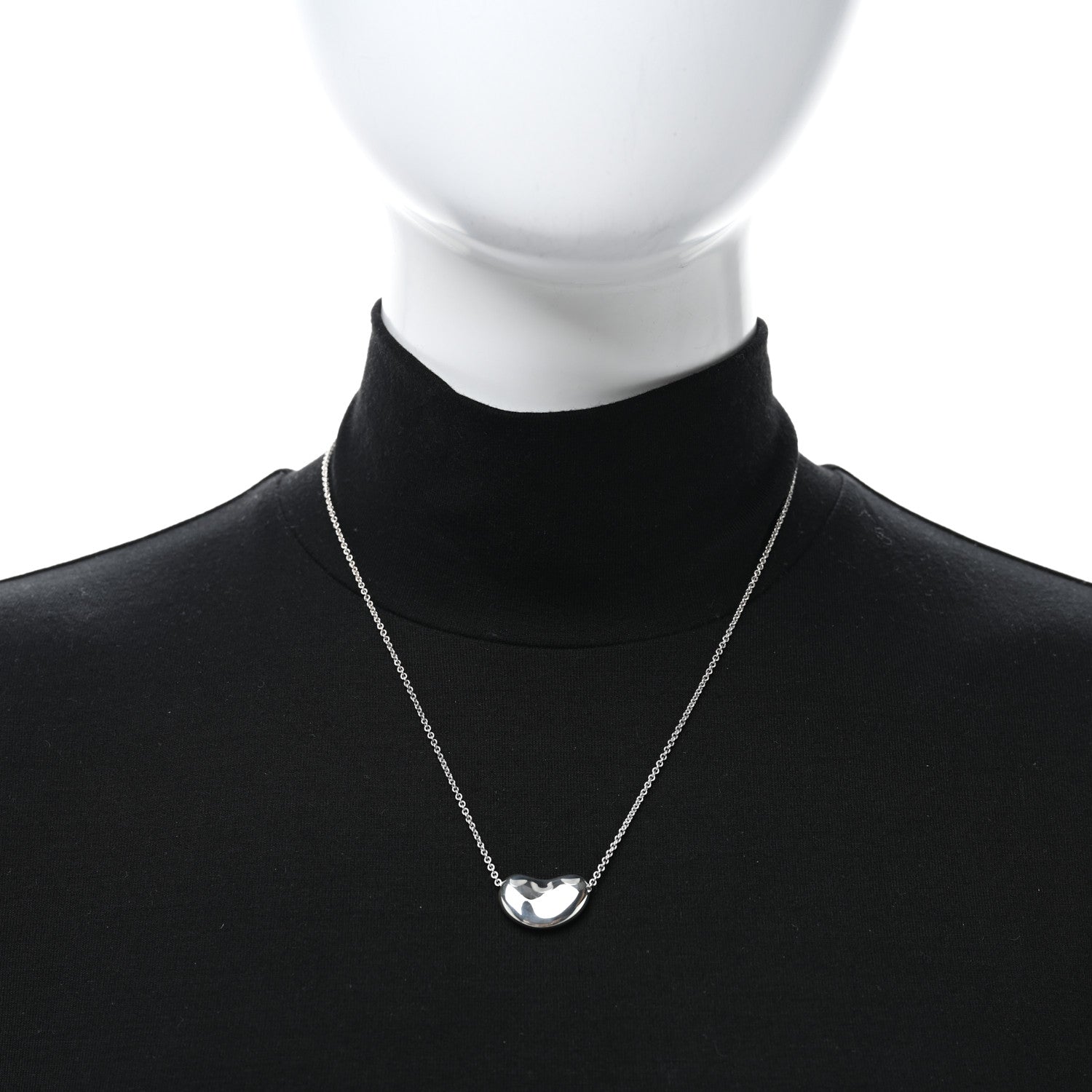 Tiffany Sterling Silver 20mm Elsa Peretti Bean Pendant Necklace 2 of 5