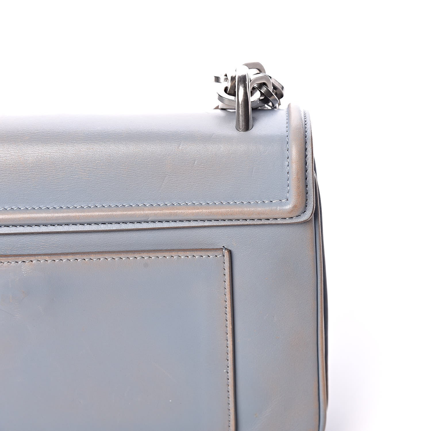 Prada Vitello Vintage Metal Closure Shoulder Bag Light Blue 17 of 18