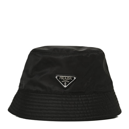 Prada Re-Nylon Metal Triangle Logo Mens Bucket Hat XL Black 1 of 7