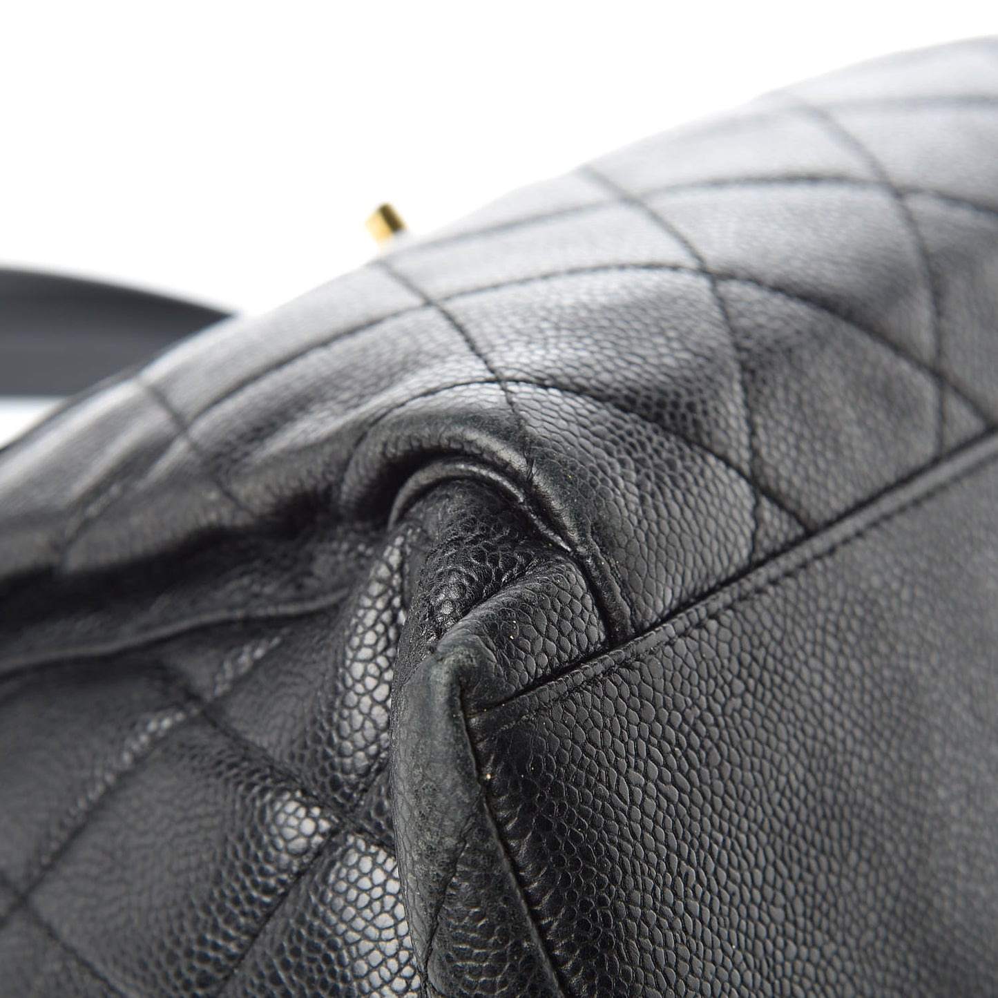 Caviar Quilted Flap Shoulder Bag Black