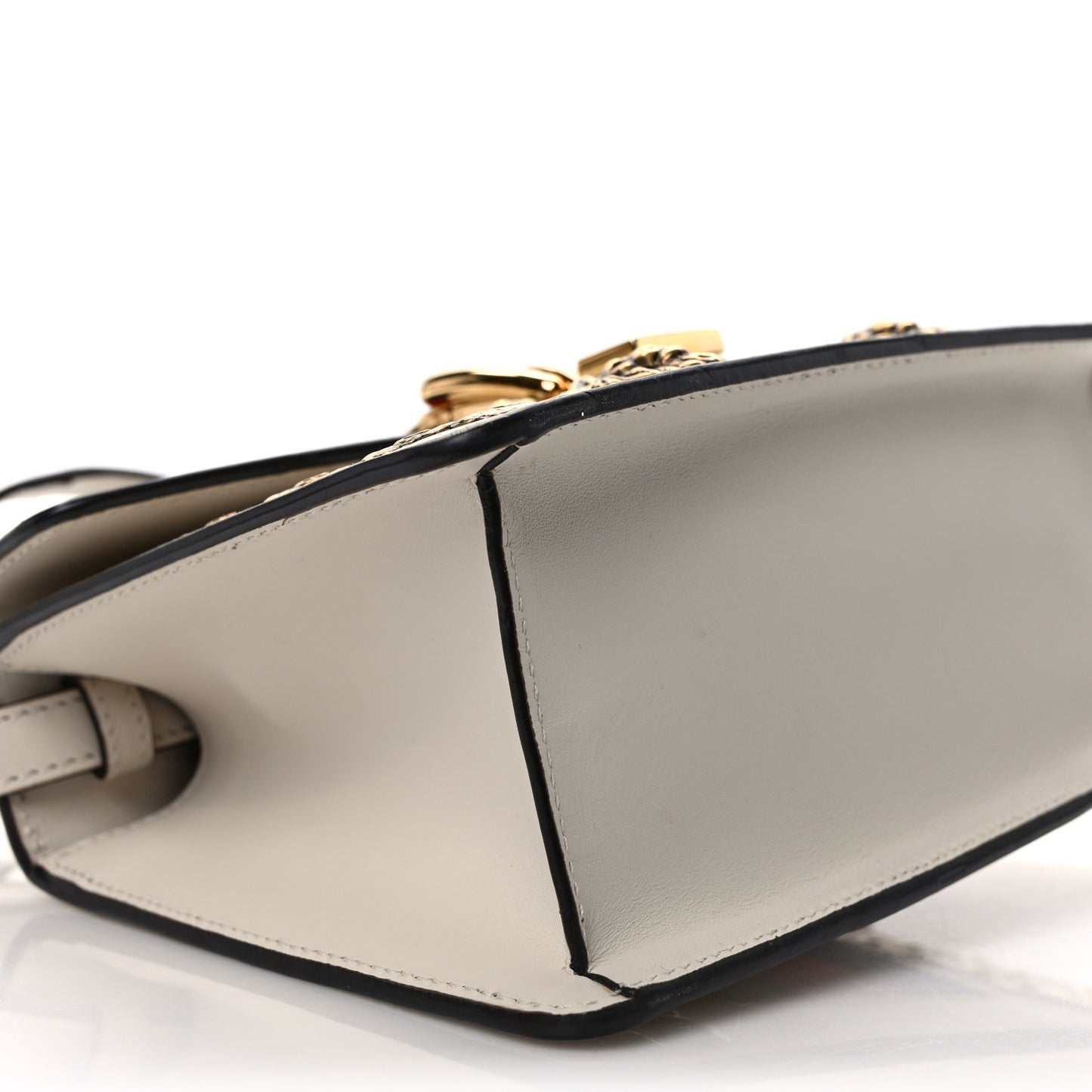 Calfskin Animal Studs Mini Sylvie Top Handle Bag White