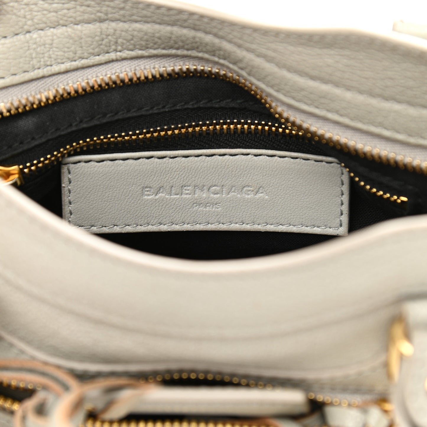 Chevre Gold Metallic Edge Hardware Mini City Gris Glace