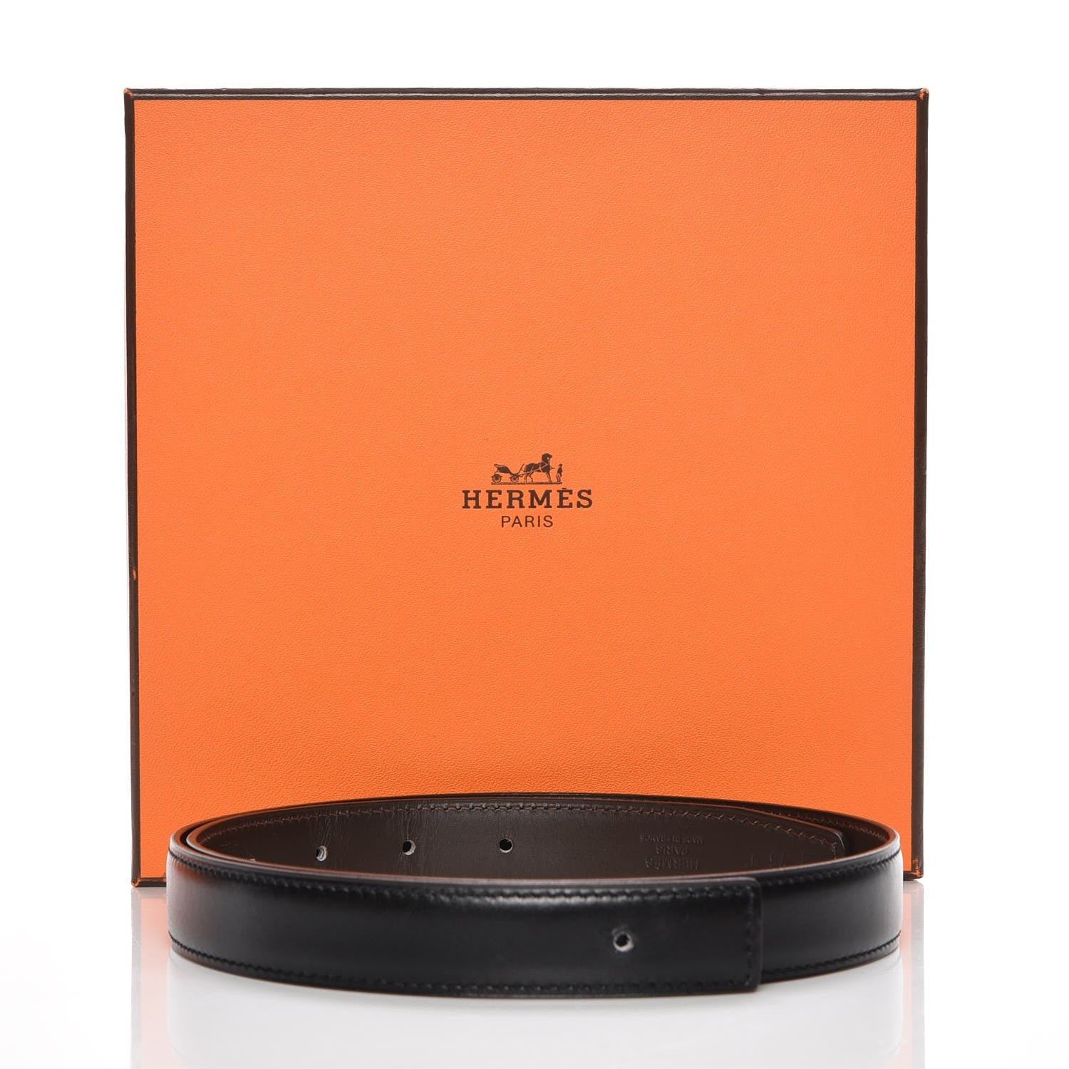 Hermes Box Chamonix 24mm Belt Strap 75 Black Chocolate 7 of 7