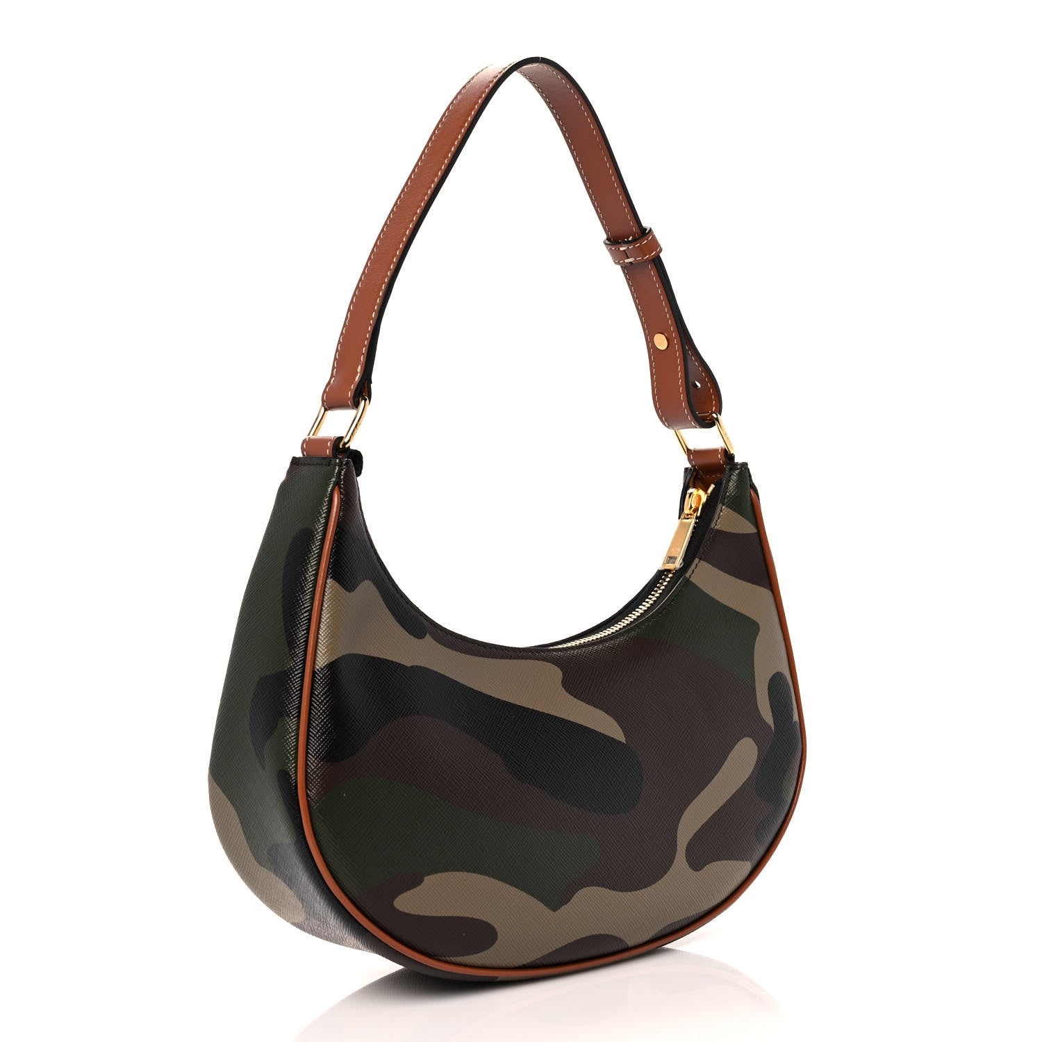 Celine Canvas Calfskin Camouflage Ava Logo Triomphe Shoulder Bag Khaki 3 of 9