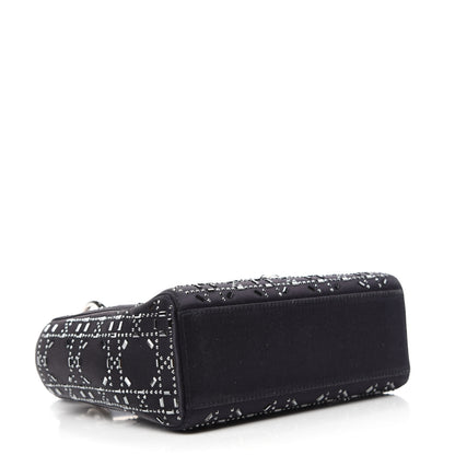 Christian Dior Satin Crystal Cannage Mini Lady Dior Navy 4 of 10