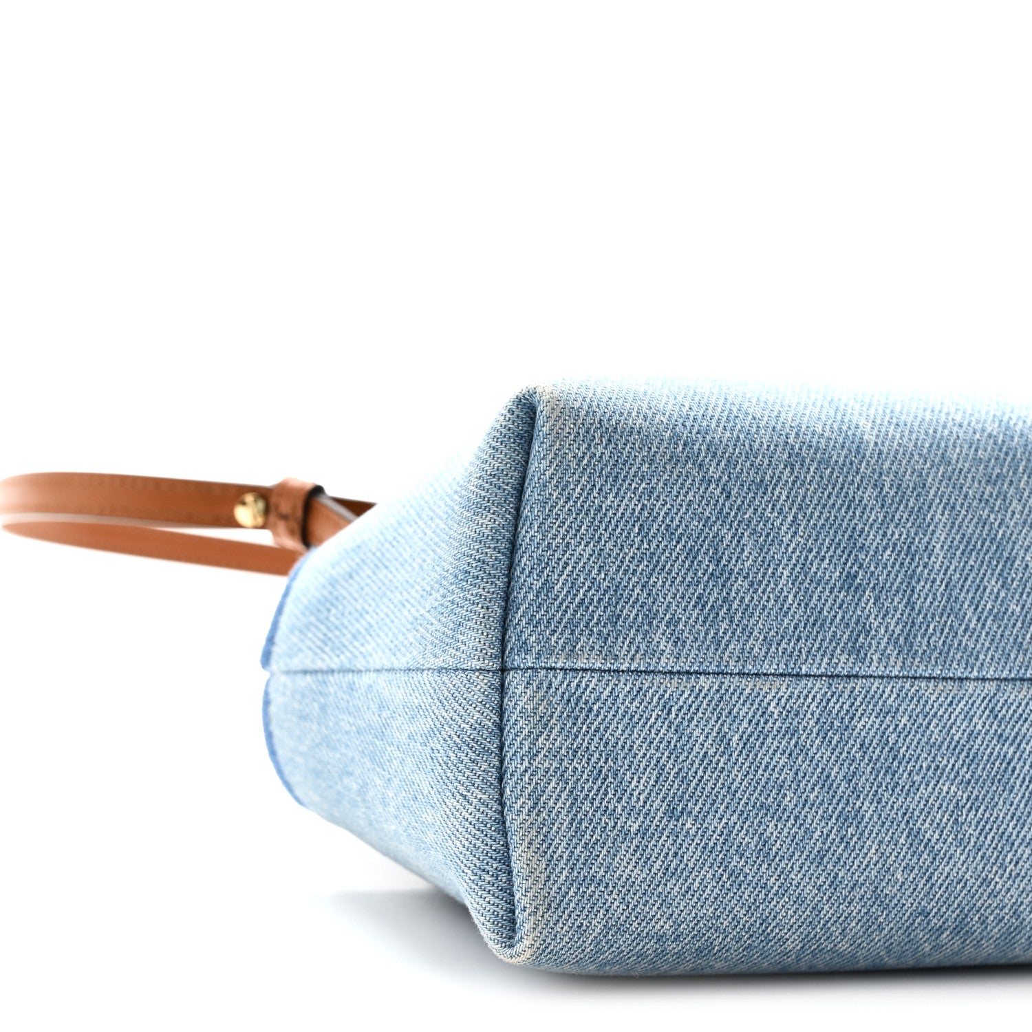 Fendi Denim Vitello King Plexiglass Logo Embroidered Mini By The Way Top Handle Boston Bag Denim Cuoio 9 of 10
