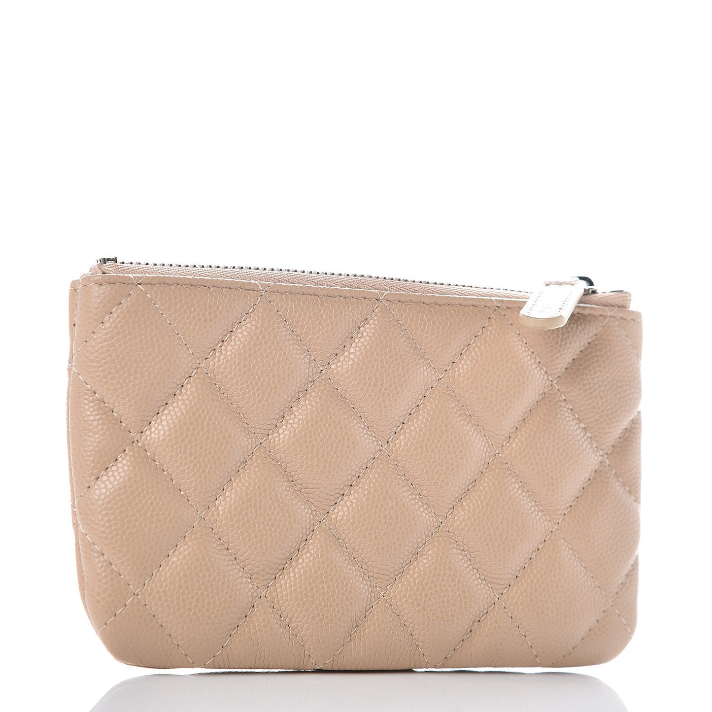 Caviar Quilted Small Cosmetic Case Beige