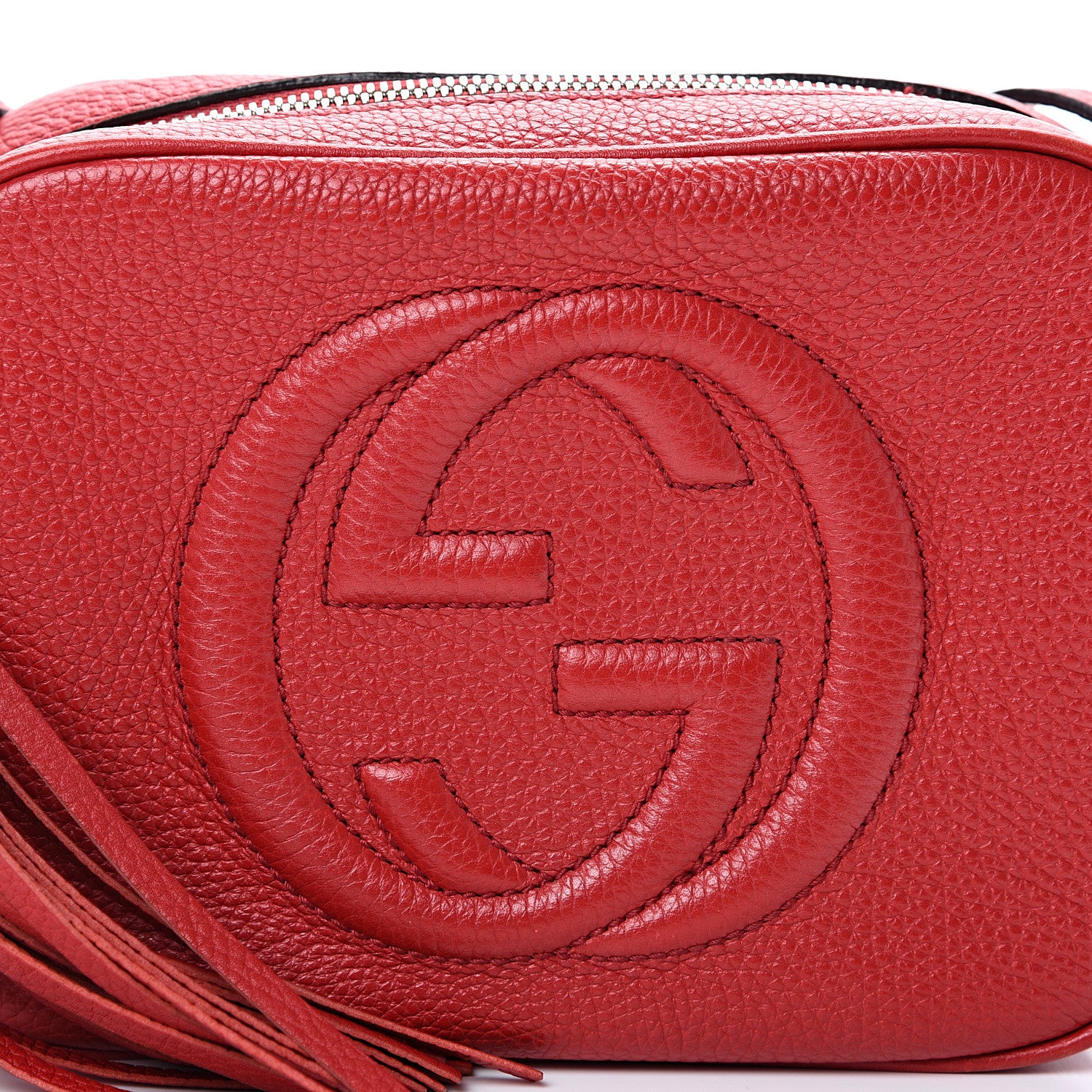 Gucci Pebbled Calfskin Small Soho Disco Bag Tabasco Red 7 of 15