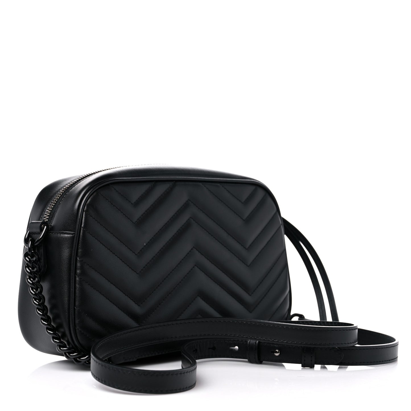 Calfskin Matelasse Monochrome Small GG Marmont Chain Shoulder Bag Black