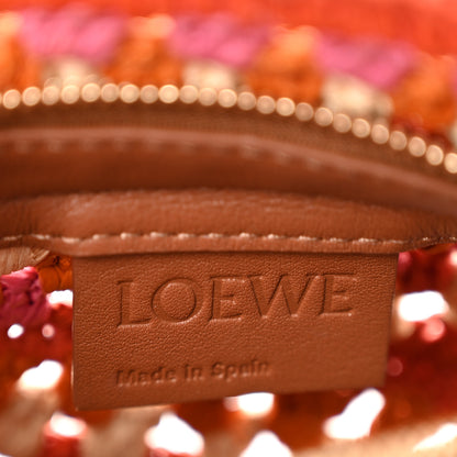 Loewe Raffia Crochet Paula's Ibiza Mini Puzzle Edge Bag Bright Orange Pink 6 of 11