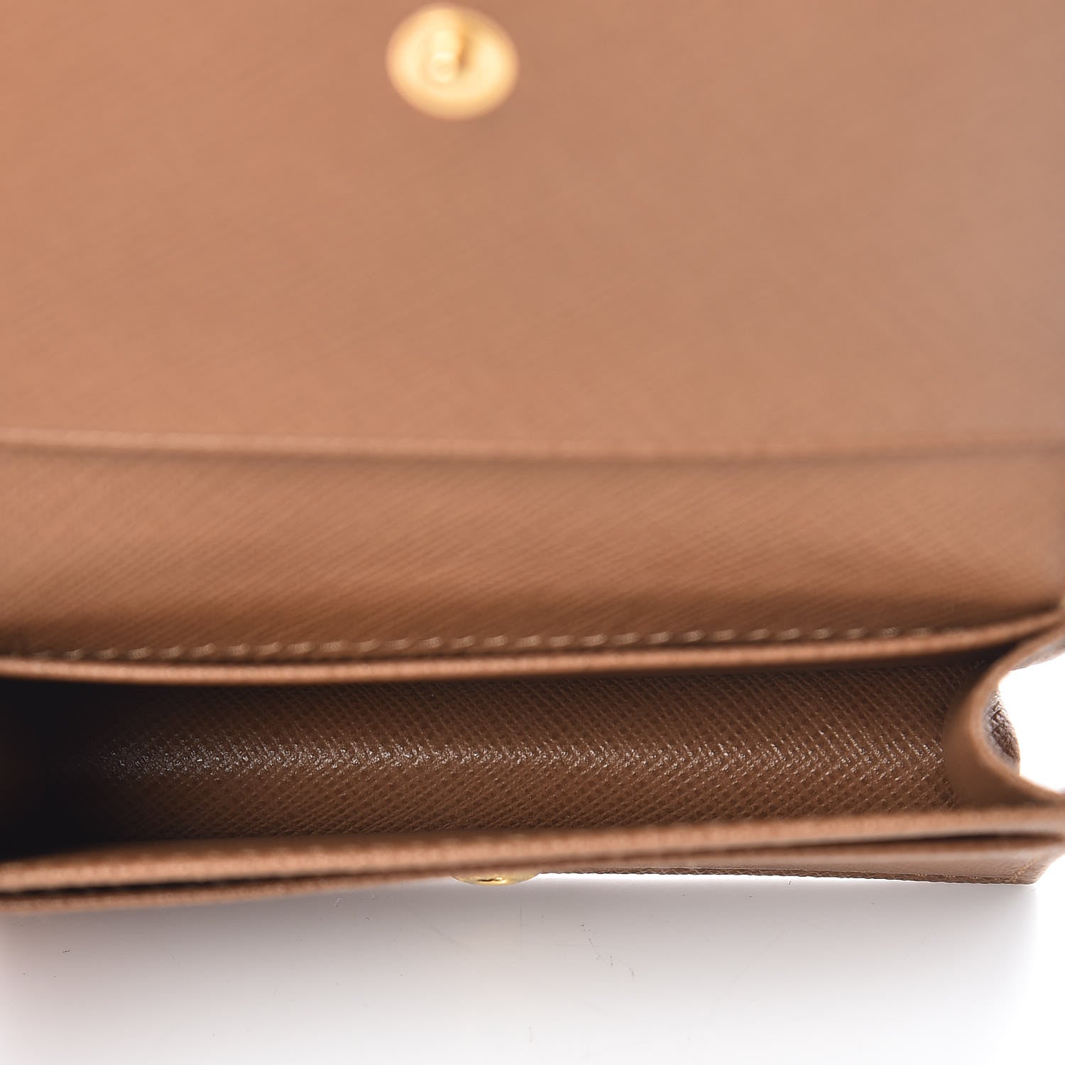 Prada Saffiano Metal Bi-Fold Card Holder Wallet Caramel 6 of 8