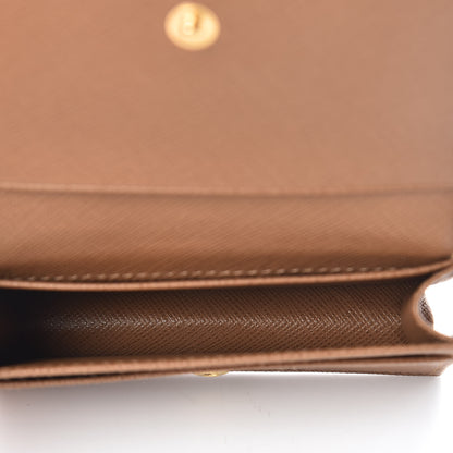Prada Saffiano Metal Bi-Fold Card Holder Wallet Caramel 6 of 8