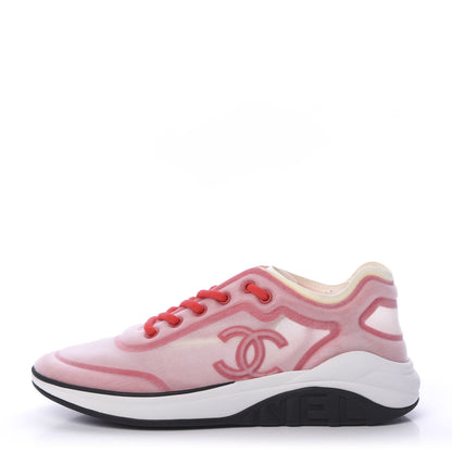 Chanel Lycra Fabric CC Sneakers 41 White Red 1 of 8