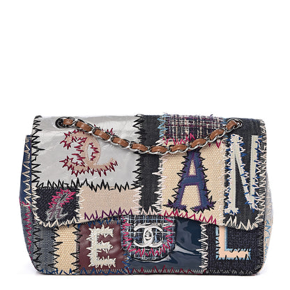 Chanel Denim Tweed Patchwork Jumbo Single Flap Multicolor 1 of 10