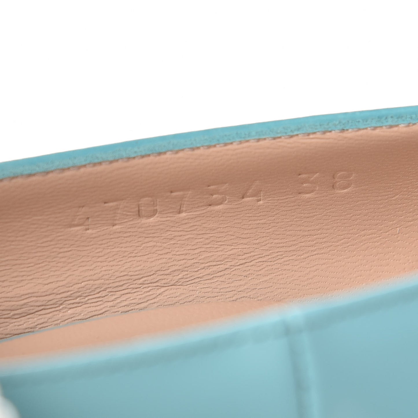 Polished Calfskin Removable Pearly Bow Elaisa Platform High Heel Pumps 38 New Aquamarine