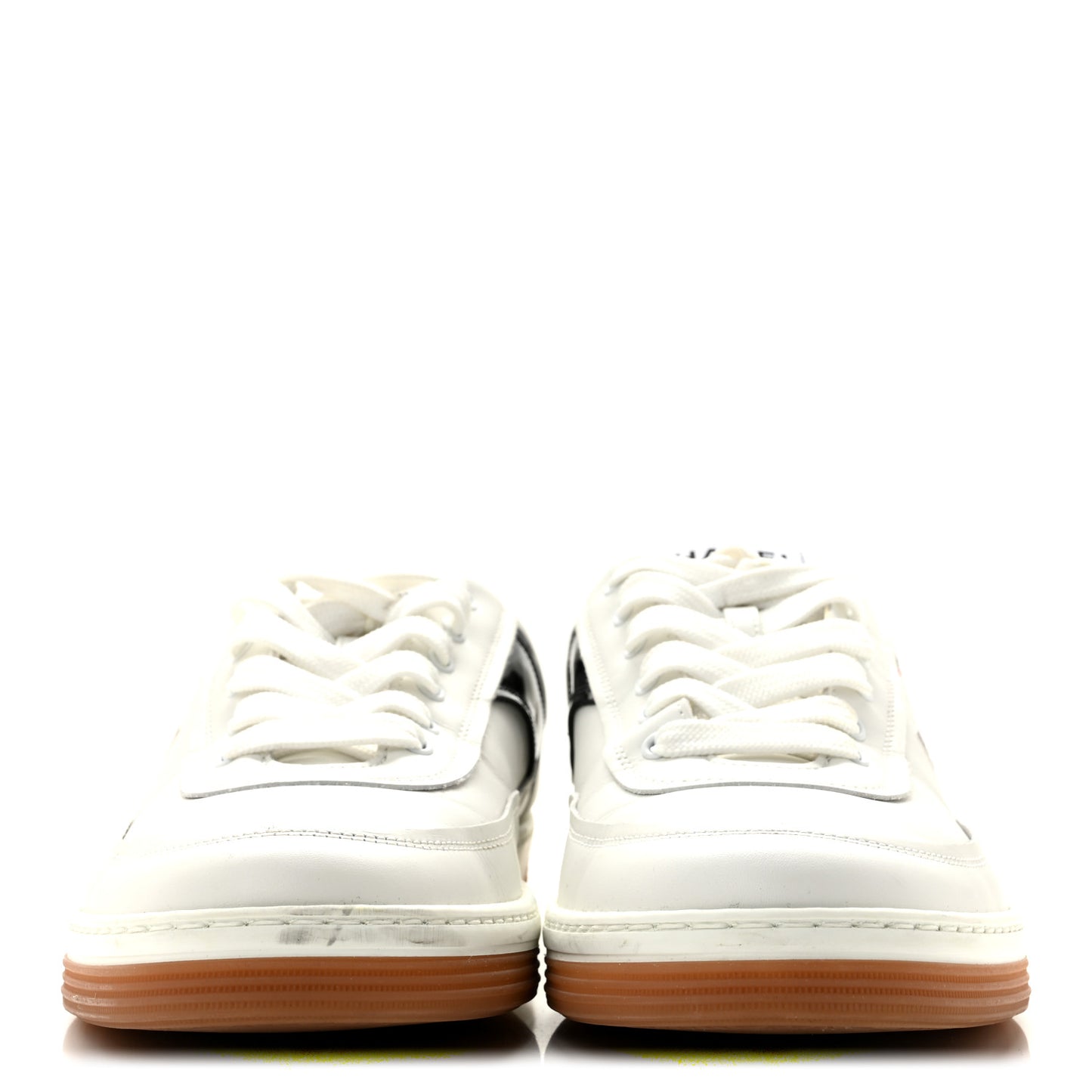Calfskin Patent Womens CC Sneakers 40.5 White Black Red