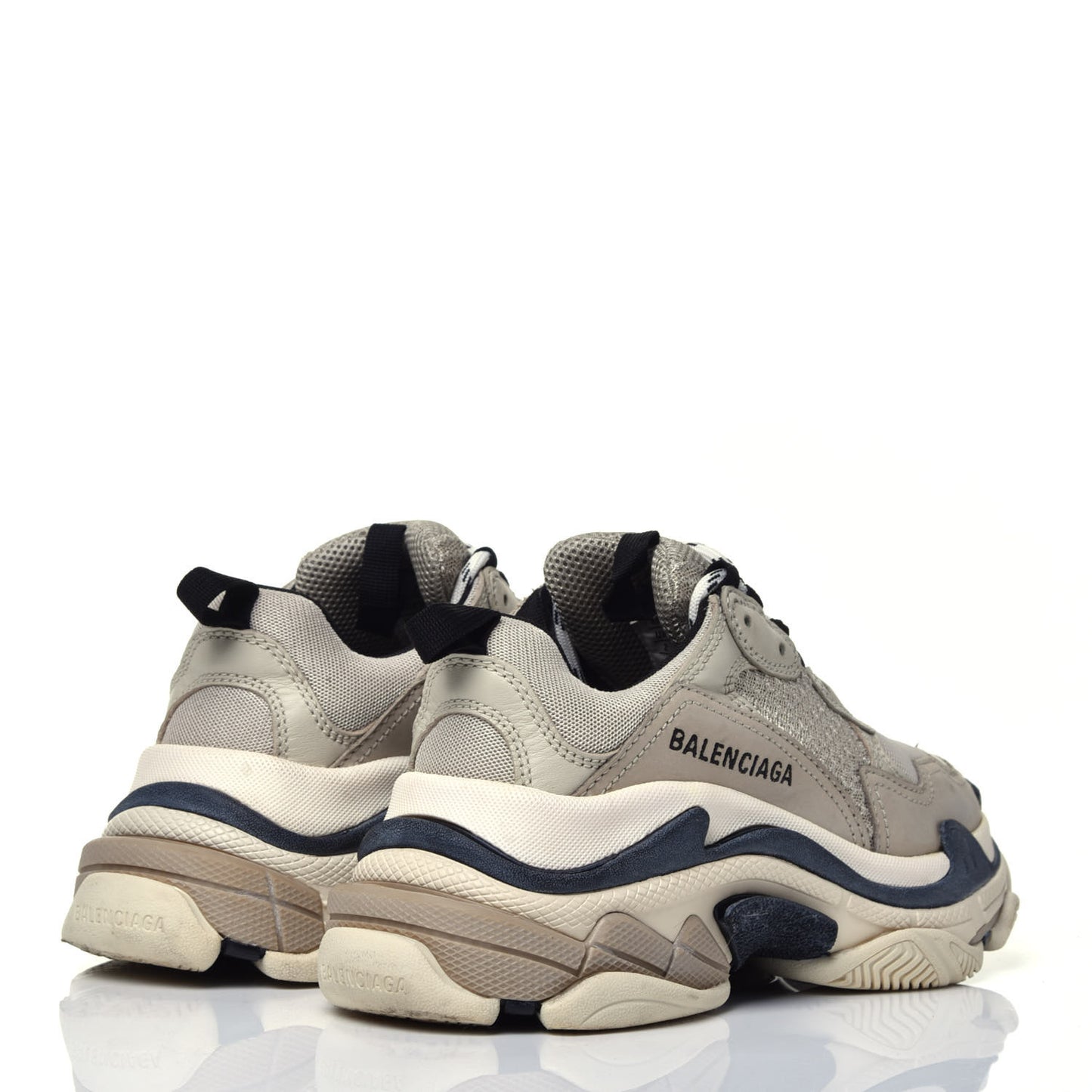 Fabric Mesh Womens Triple S Sneakers 35 Beige Black