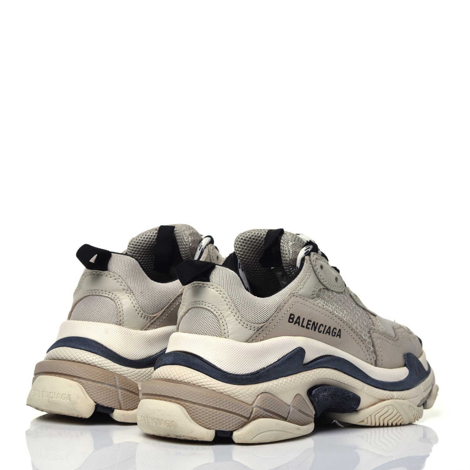 Balenciaga Fabric Mesh Womens Triple S Sneakers 35 Beige Black 4 of 8