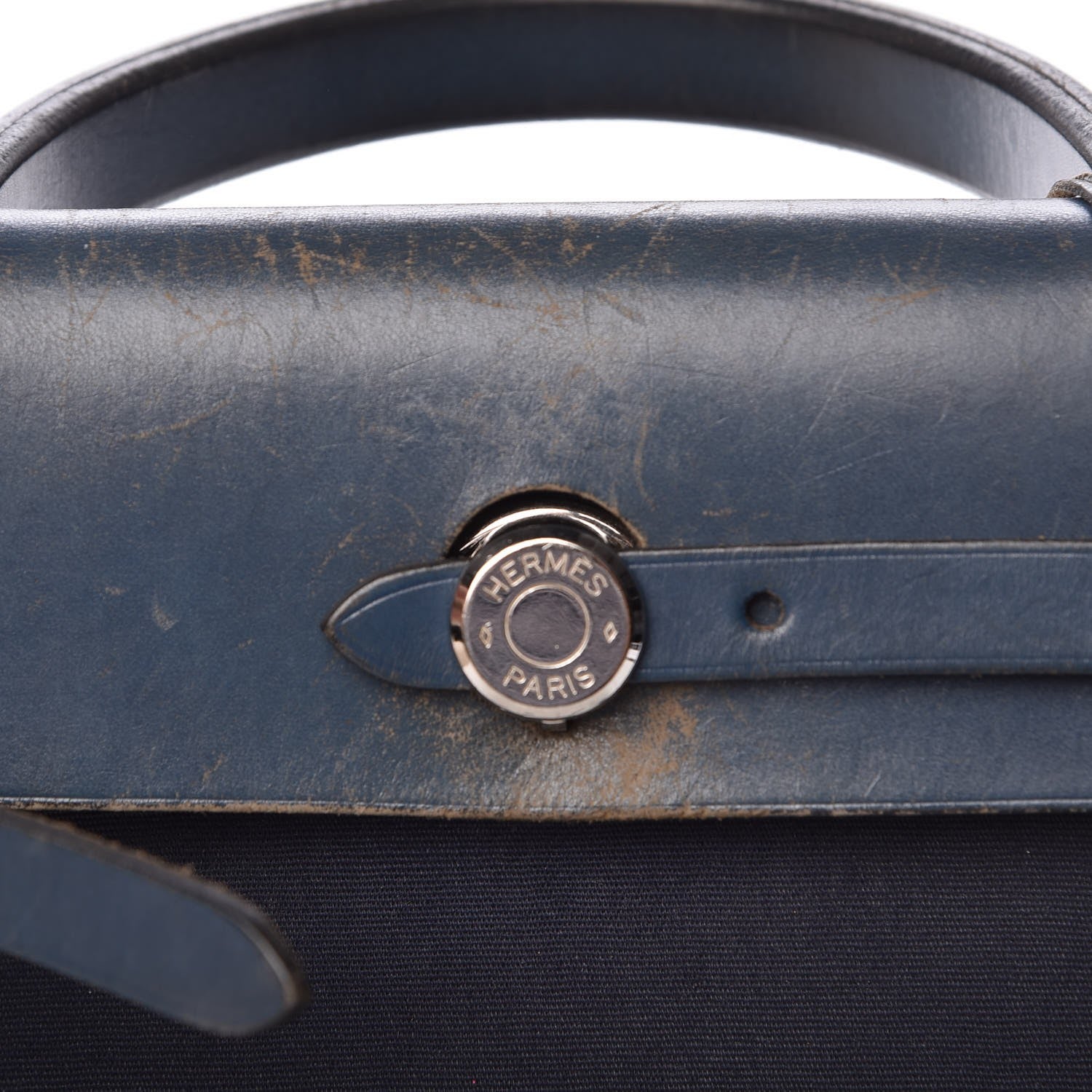 Hermes Toile Vache Calfskin Herbag PM 30 Navy Bleu Natural 9 of 25