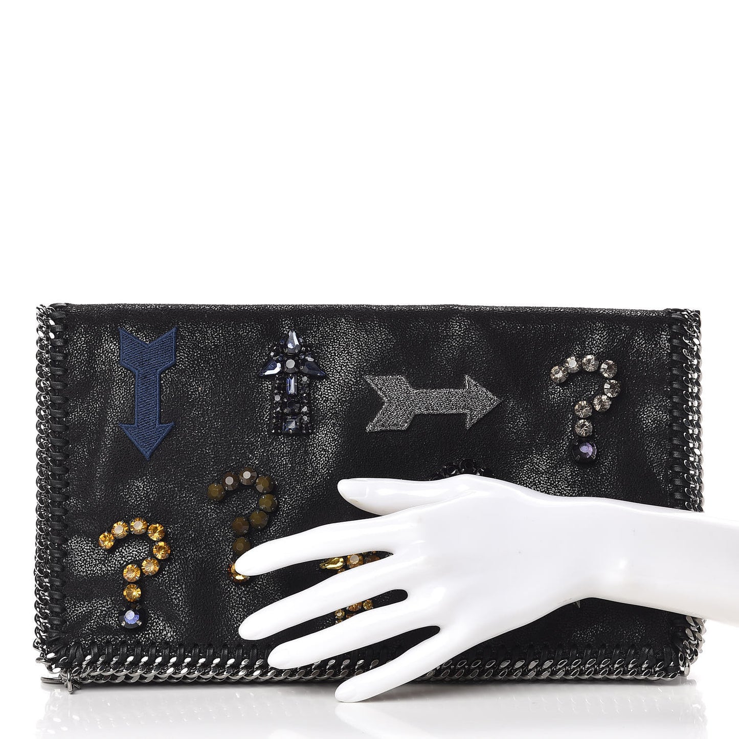 Shaggy Deer Crystal Falabella Clutch Black