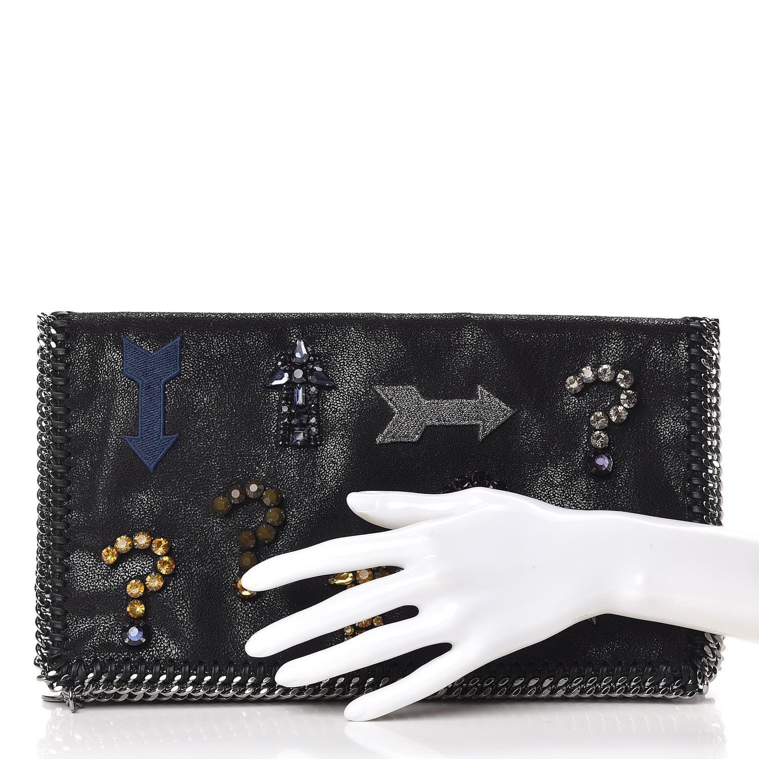 Stella McCartney Shaggy Deer Crystal Falabella Clutch Black 2 of 16