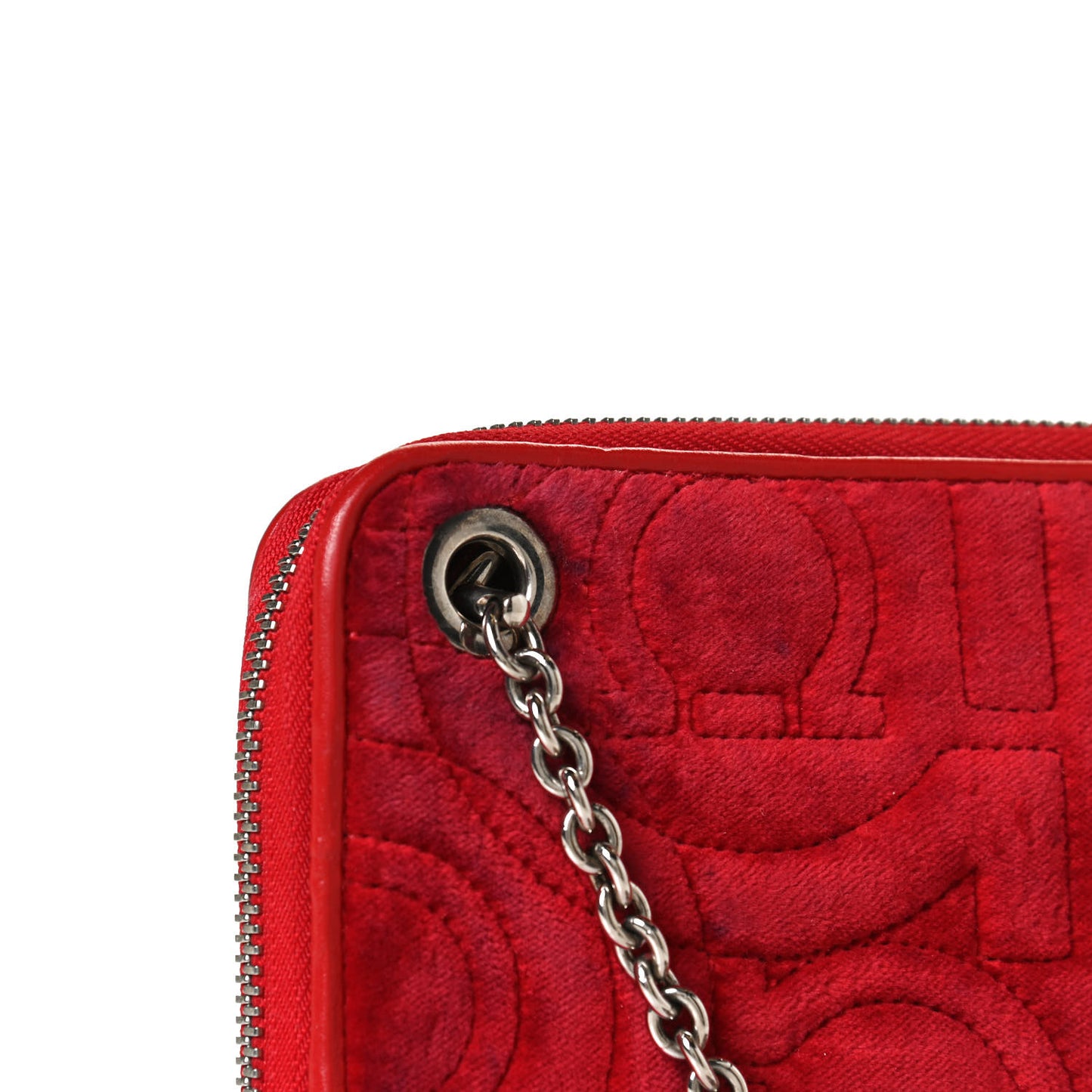 Velvet Quilted Gancini Wallet on Chain