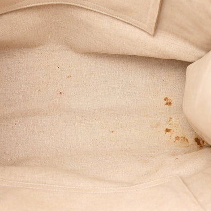 Celine Plein Soleil Textile Calfskin Horizontal Cabas Cream Red 5 of 10