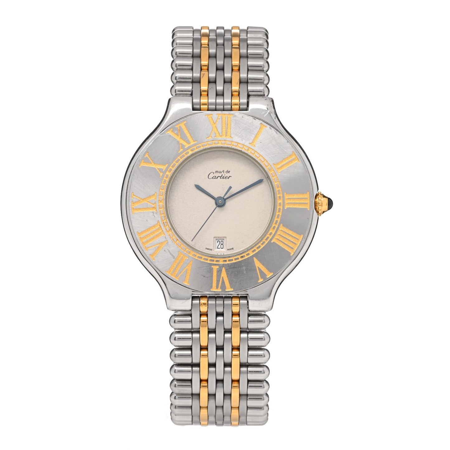 Stainless Steel 18K Yellow Gold 31mm Must De 21 Bullet Link Quartz Watch