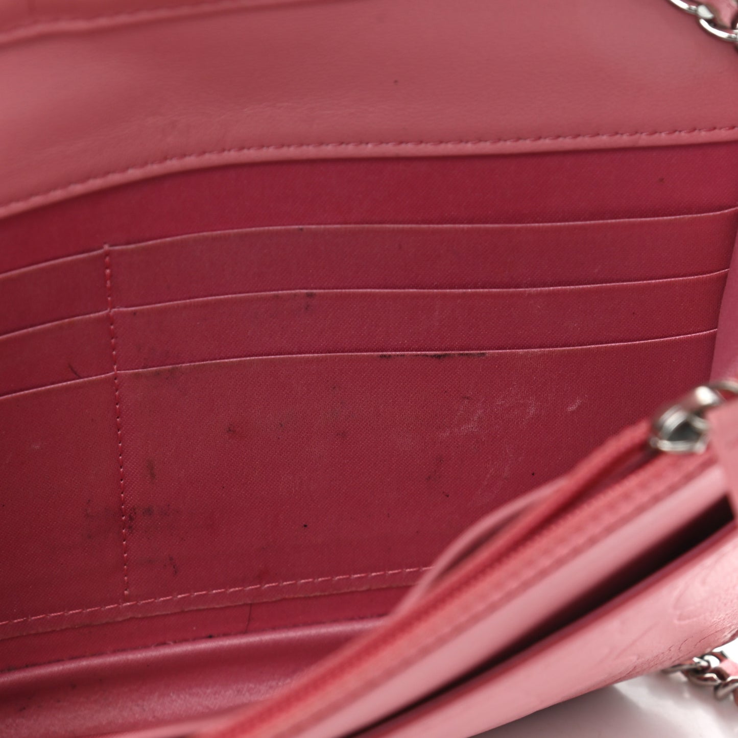 Lambskin Camellia Embossed Wallet On Chain WOC Pink