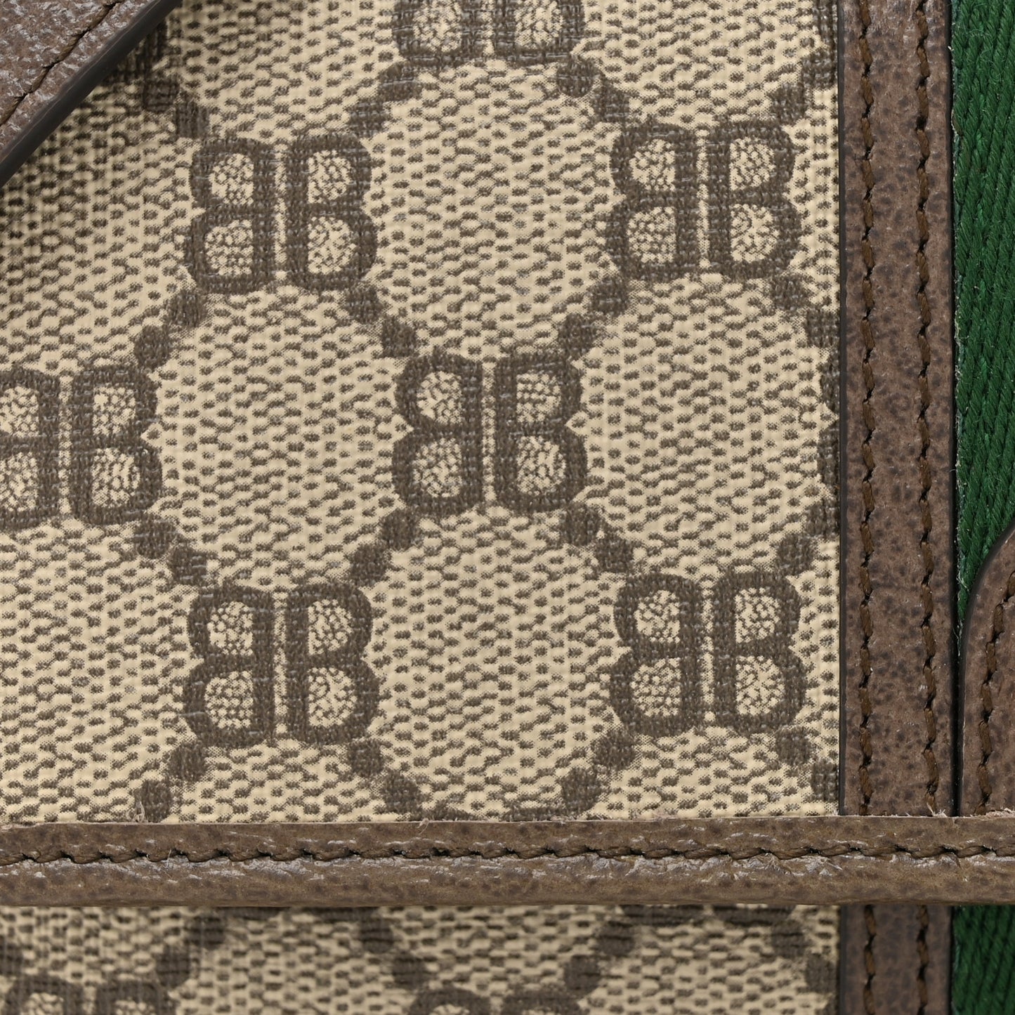 X BALENCIAGA BB Monogram Web Ophidia Crossbody Wallet Beige New Acero
