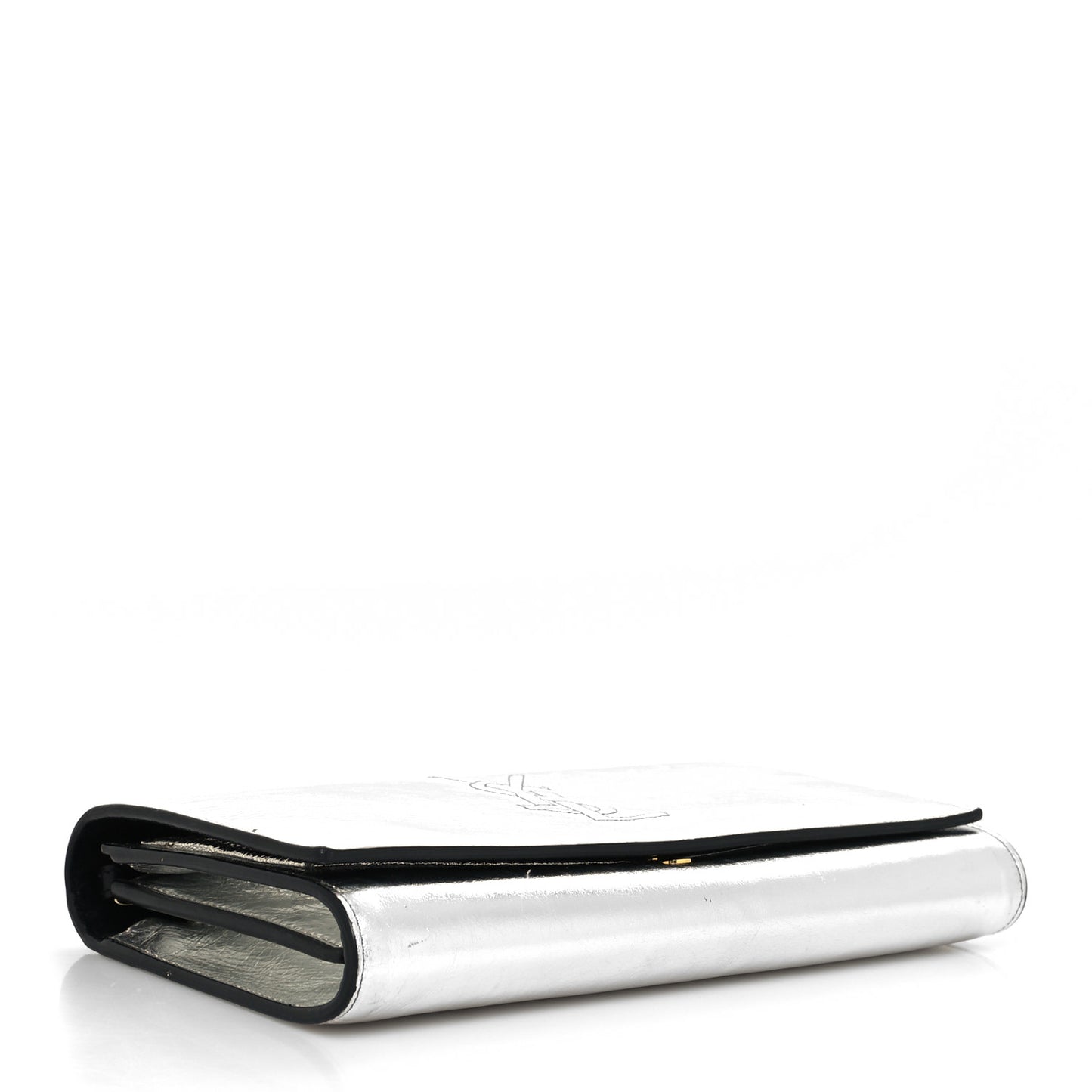 Metallic Crinkled Calfskin Belle de Jour Chain Clutch Silver