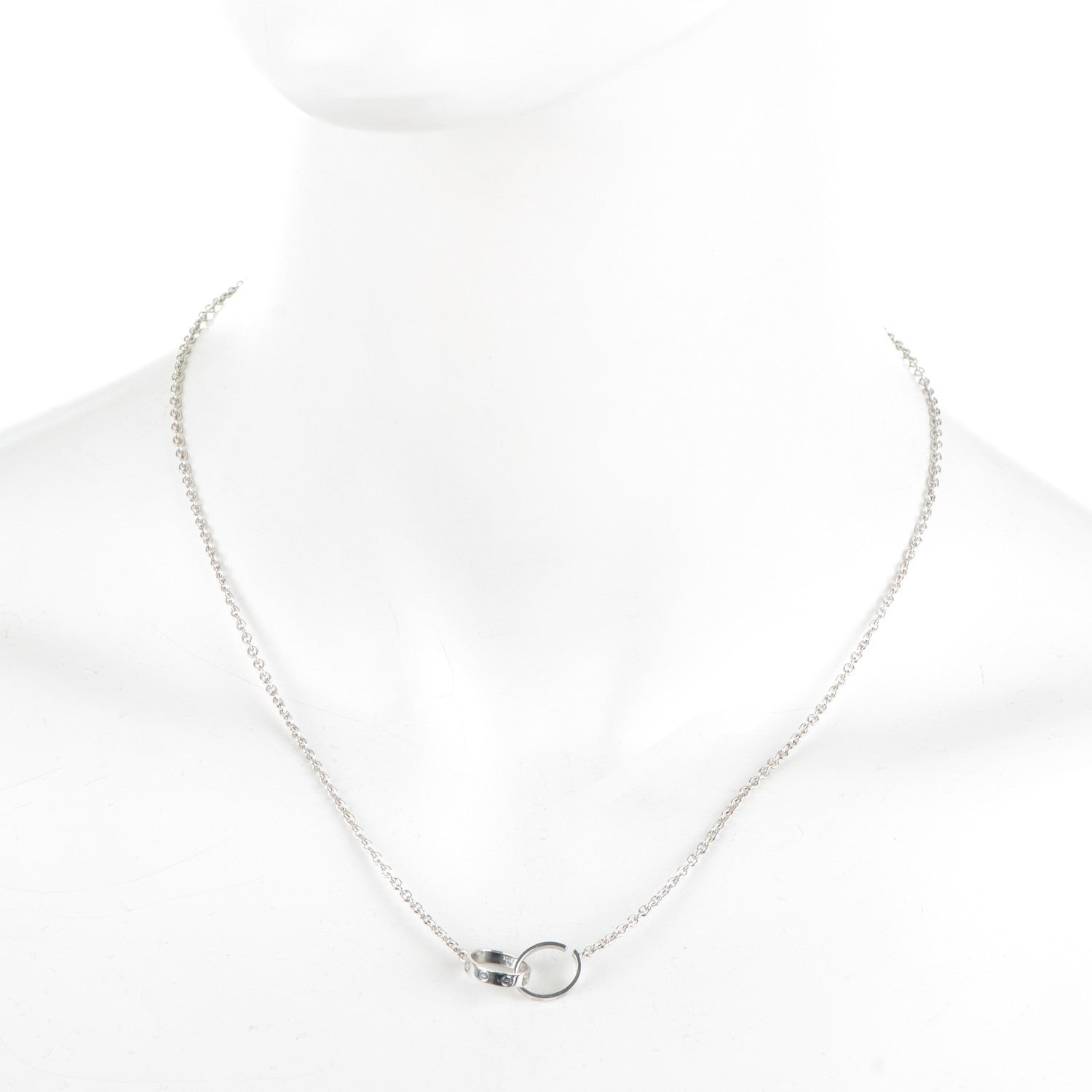 Cartier 18K White Gold Interlocking LOVE Necklace 2 of 5