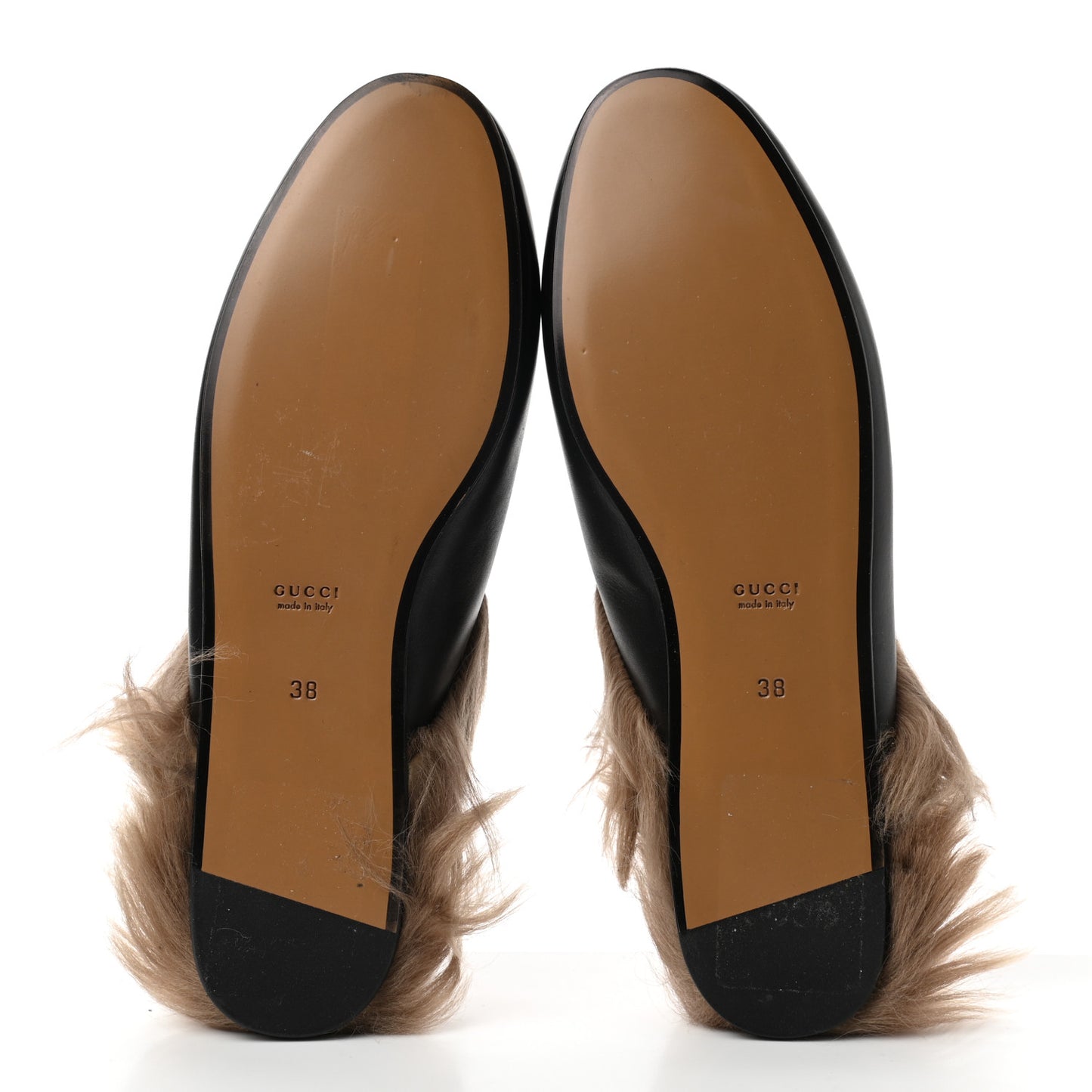 Calfskin Fur Womens Princetown Slippers 38 Black