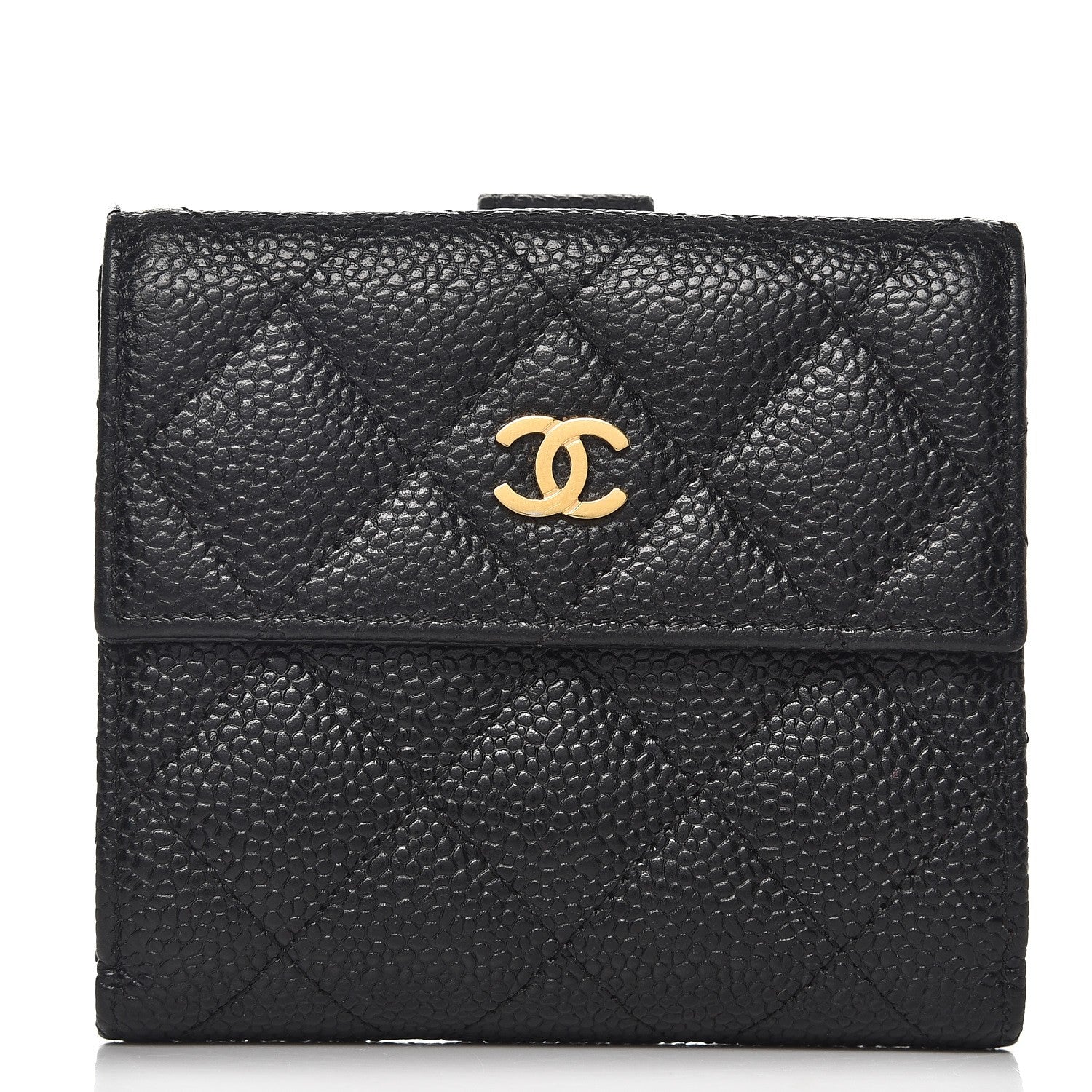 Chanel Caviar Quilted Compact French Flap Wallet Black 1 of 8
