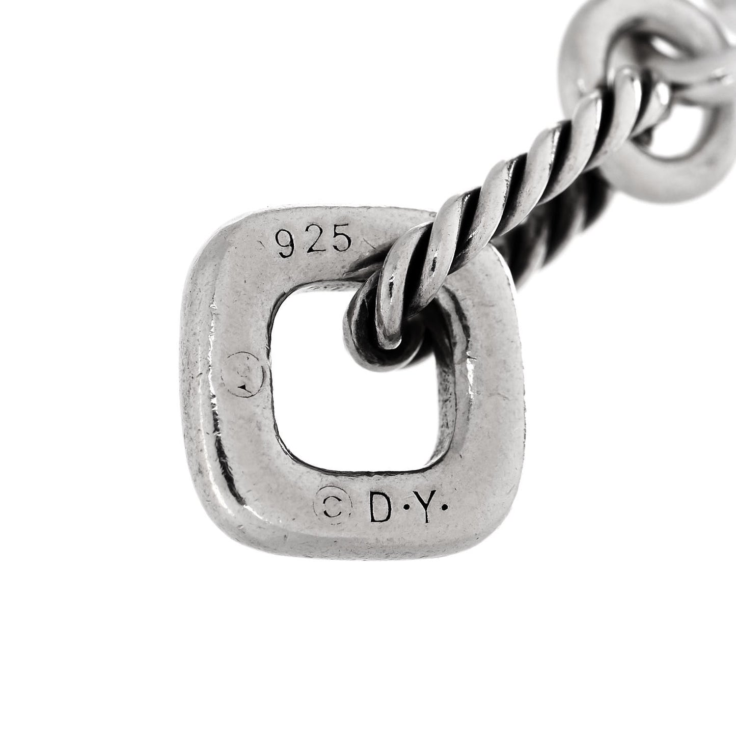 Sterling Silver Diamond Cable Heart Charm Bracelet