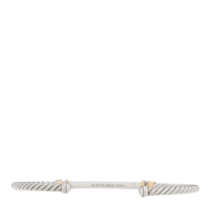 David Yurman Sterling Silver 18K Yellow Gold Diamond Helena Cuff Station Bracelet 2 of 3