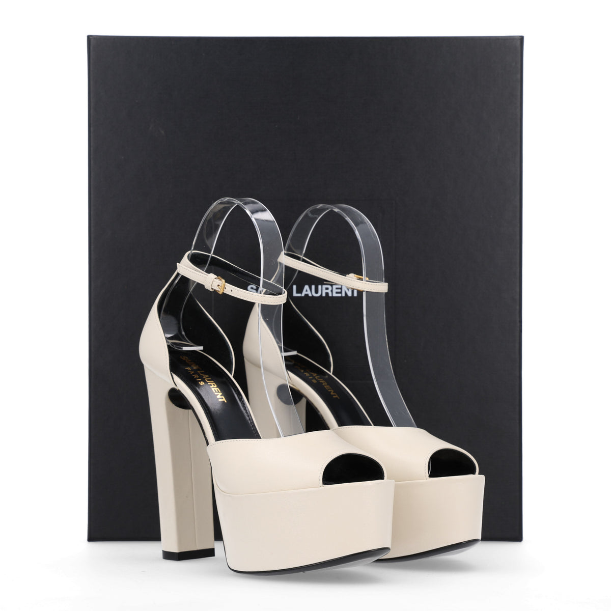 Saint Laurent New Belfagor Jodie 95 Platform Sandal 36.5 Pearl 11 of 11