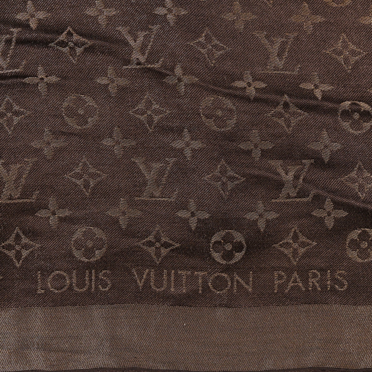 Silk Lurex Wool Monogram Shine Shawl Marron
