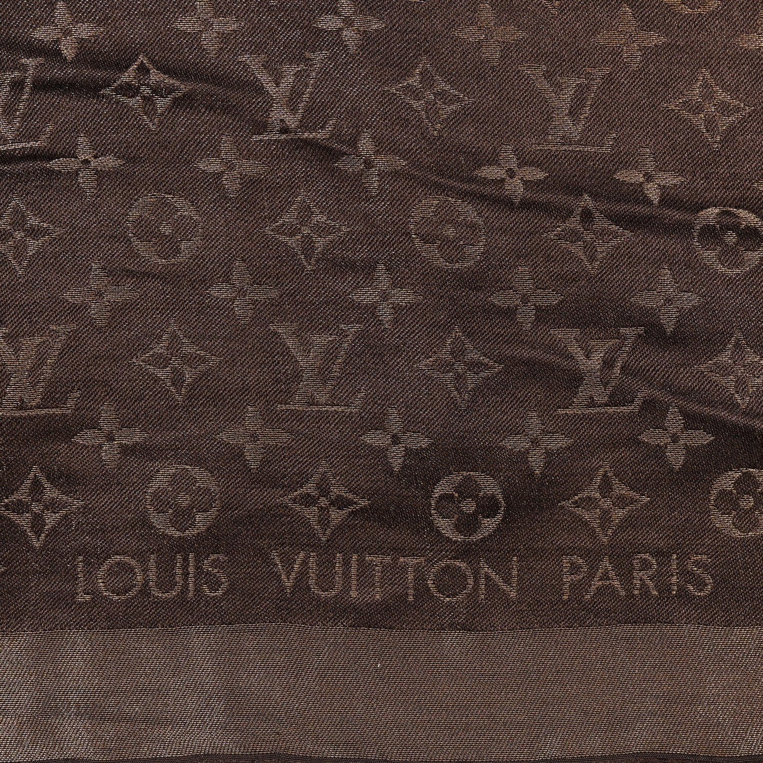 Louis Vuitton Silk Lurex Wool Monogram Shine Shawl Marron 2 of 3