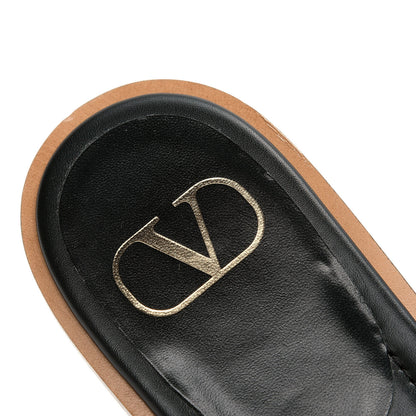 Valentino Garavani Calfskin Vlogo Flat Sandals 40 Black 6 of 6