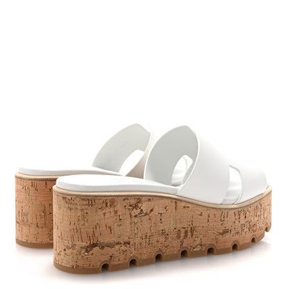 Hermes Calfskin Cork Eze 30 Sandals 37 White 5 of 10