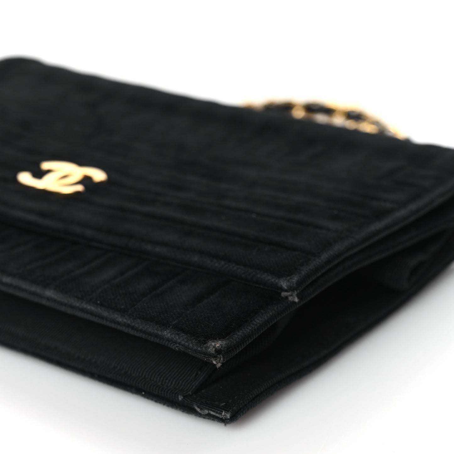 Velvet Vertical Horizontal Quilt Single Flap Black