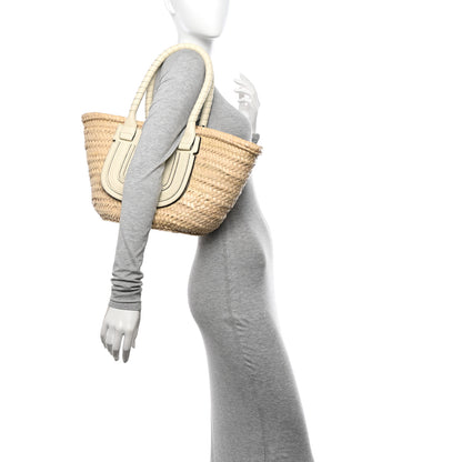 Chloe Raffia Grain Calfskin Medium Marcie Basket White 2 of 9