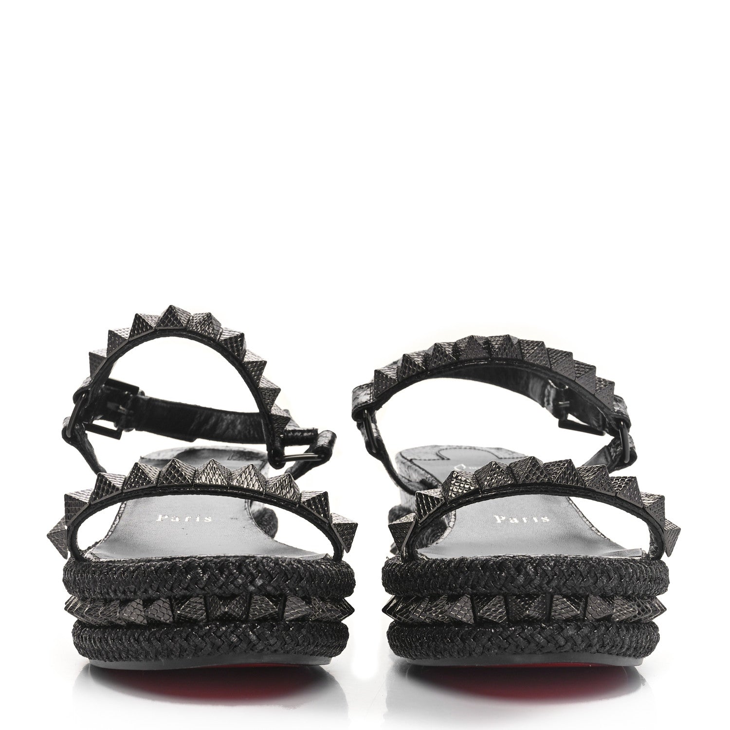 Christian Louboutin Snakeskin Pyraclou 60 Platform Sandals 38 Black 2 of 7