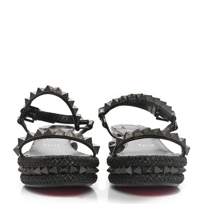 Christian Louboutin Snakeskin Pyraclou 60 Platform Sandals 38 Black 2 of 7