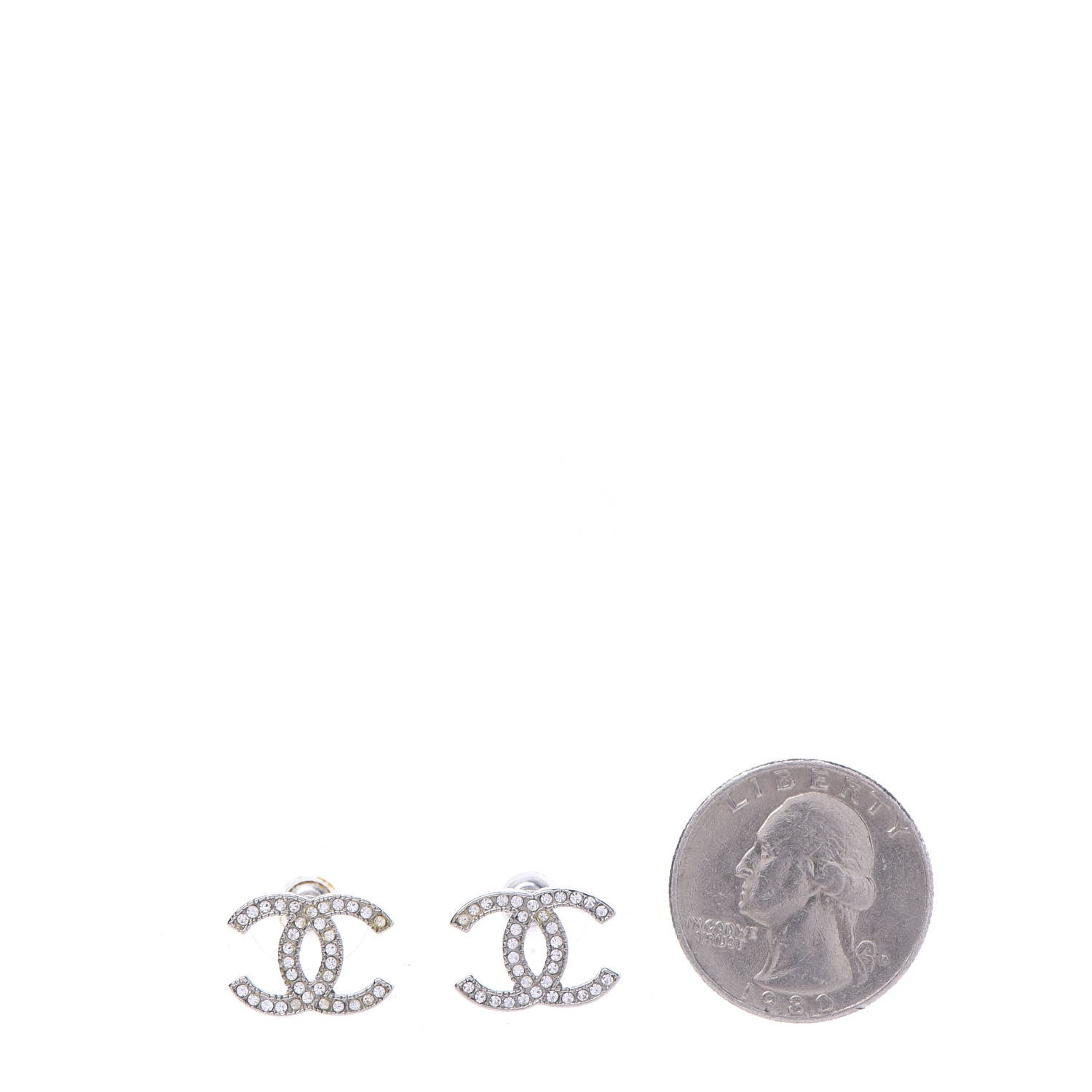 Chanel Crystal CC Earrings Silver 2 of 5