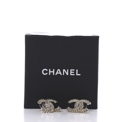 Chanel Crystal Chain CC Earrings Gold 5 of 5