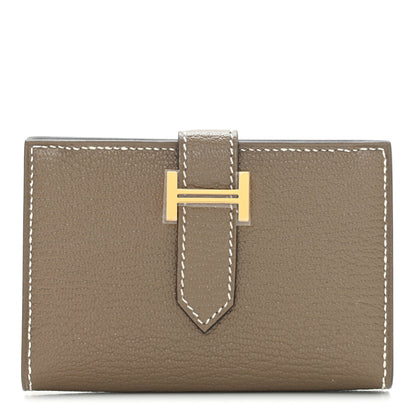 Hermes Chevre Mysore Bearn Card Holder Wallet Etoupe 1 of 8