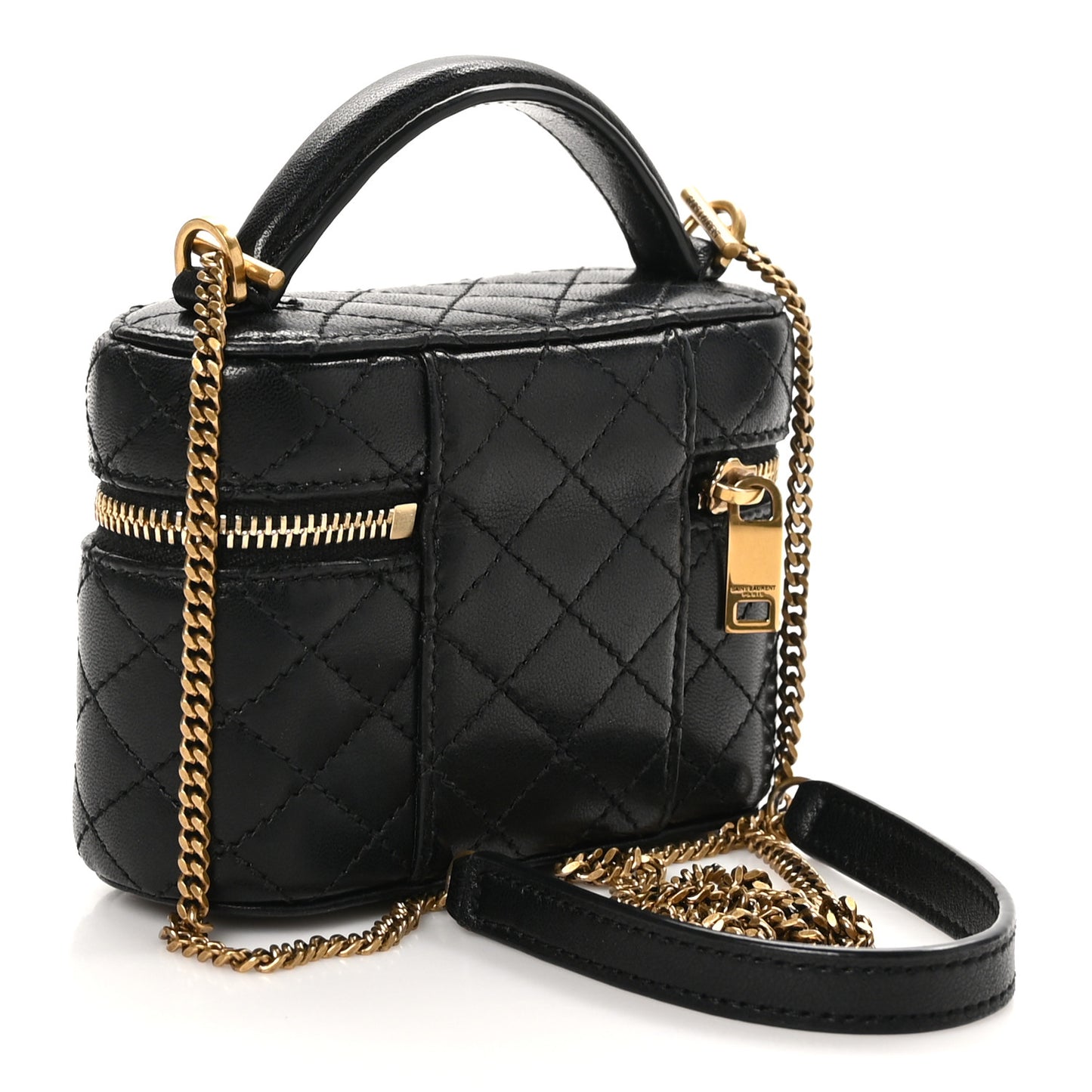 Lambskin Quilted Micro Gaby Vanity Case Black